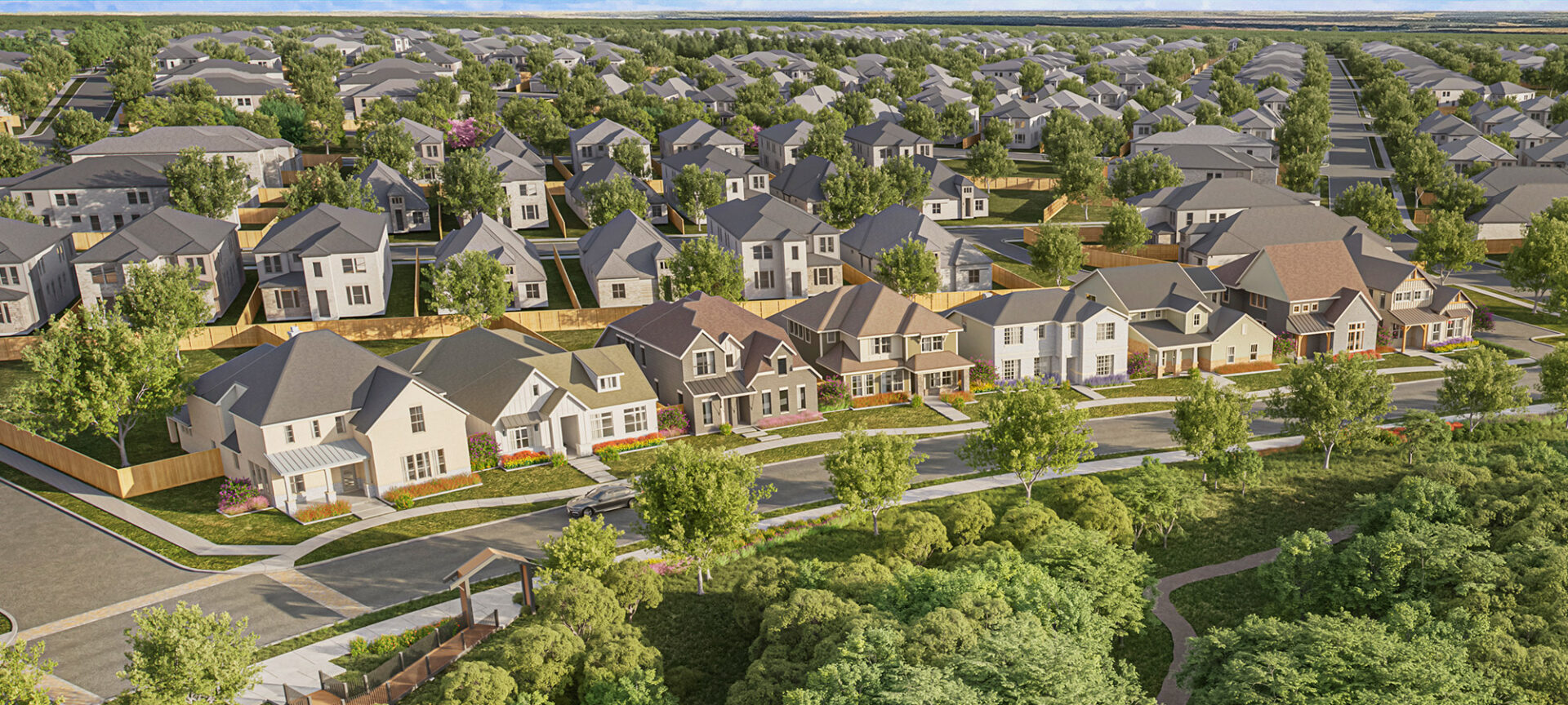 Aerial rendering of Treeline by Hillwood