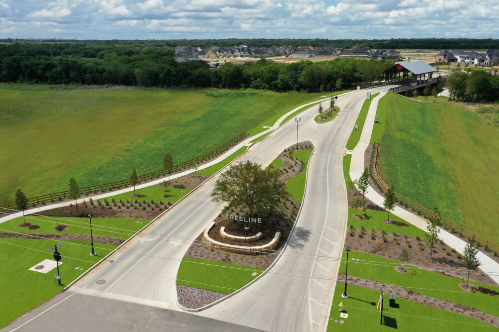 Aerial view of the entrance to Treeline