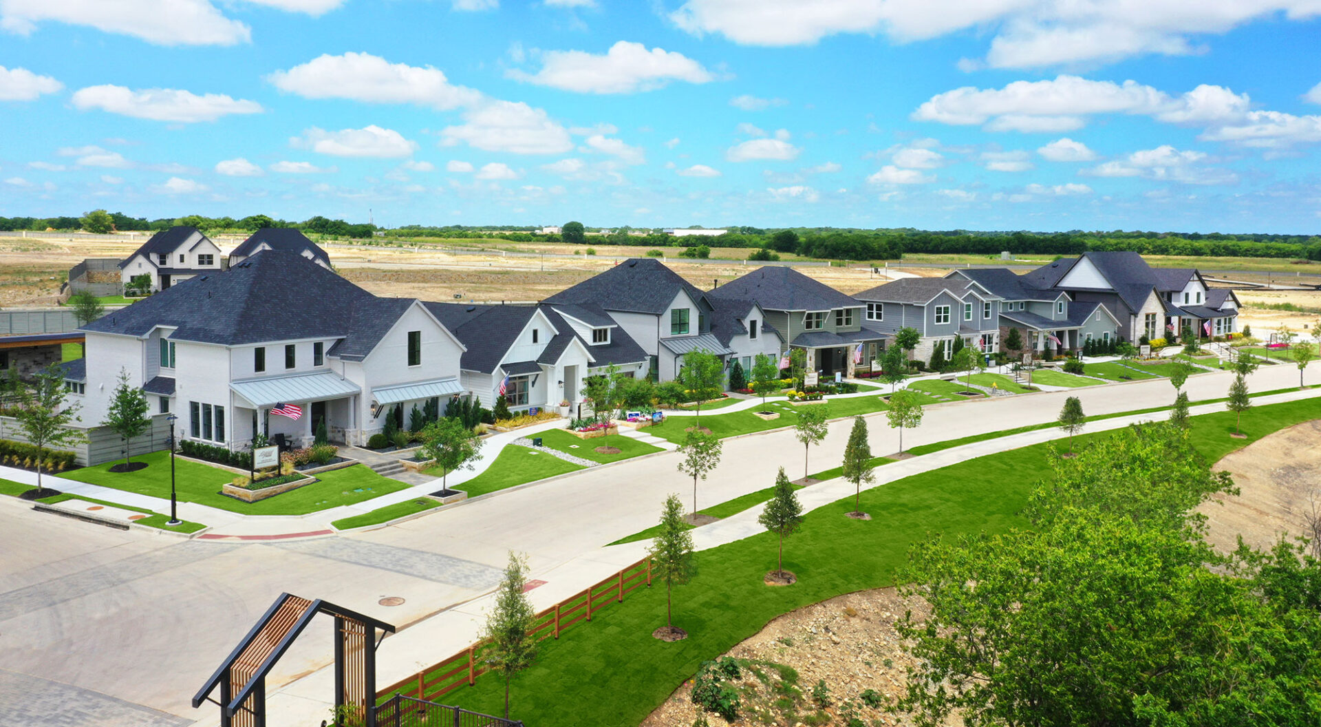 Aerial view of homes in Treeline