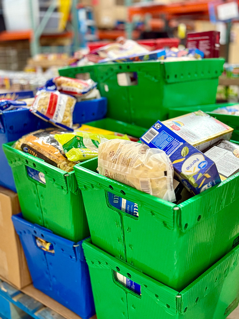Food donations at a food bank