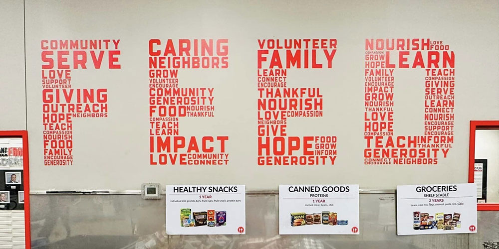 A table at a food bank