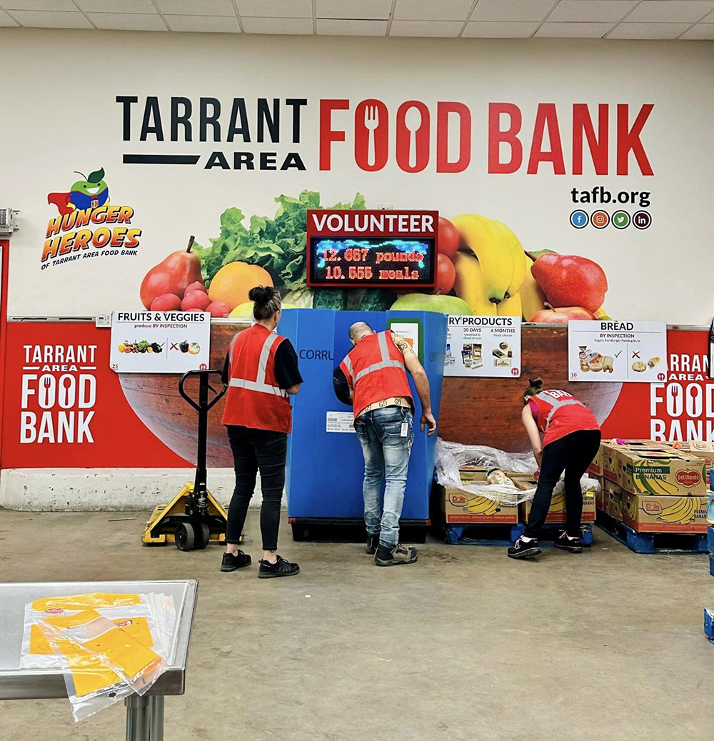 Volunteers at a food bank